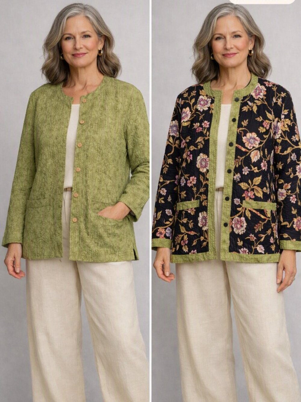 Vintage Provence d’Amour Cotton Reversible Quilted Jacket Size M